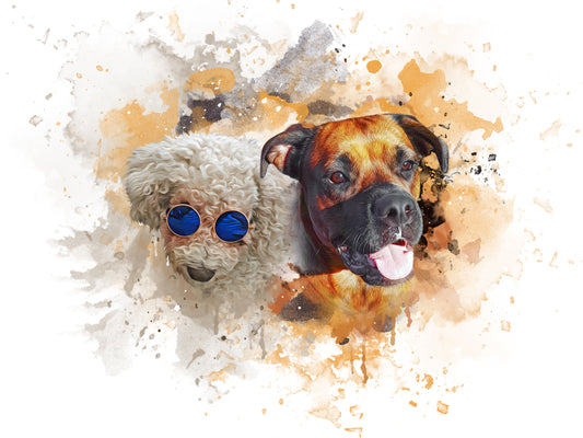 Haustierportrait - Aquarell (zwei Tiere)